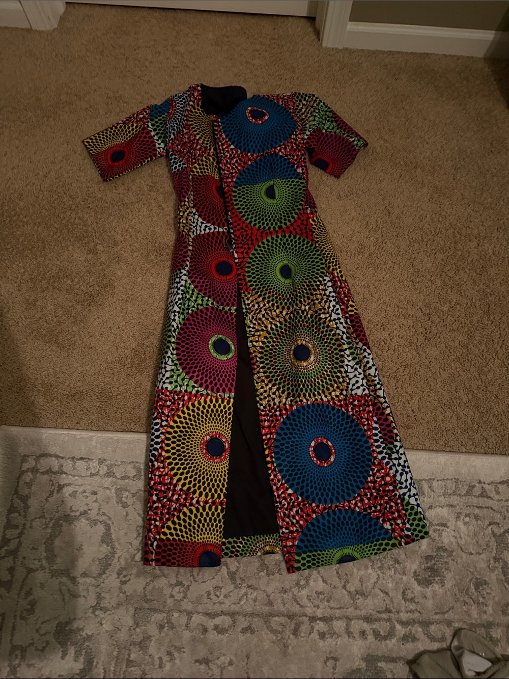 Bold Multicolor Maxi Dress with Geometric Print